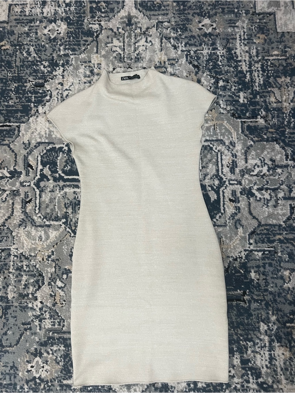 Zara Cream Knit Cap-Sleeve Sheath Top